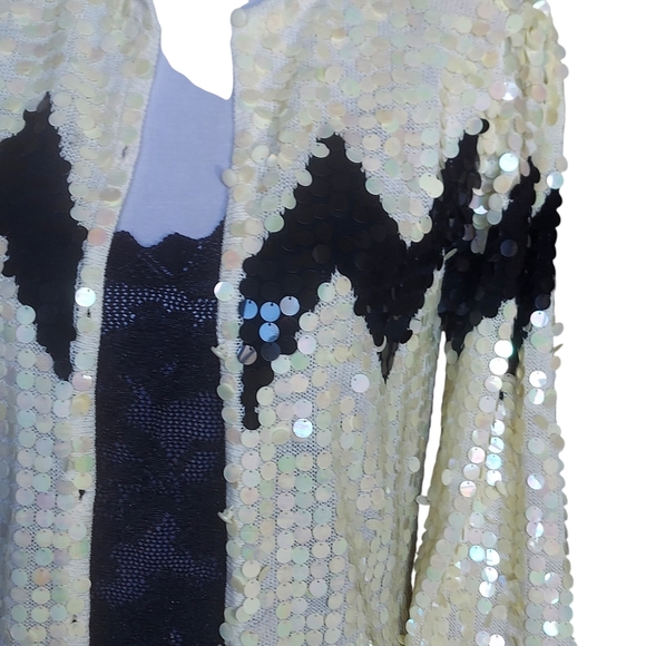 Vintage JoAnn Bryant Black White Sequined Cardigan Sweater 1960s - Picture 11 of 16